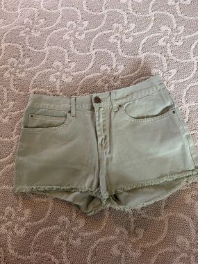 Billabong Olive Green Frayed Hem Denim Shorts